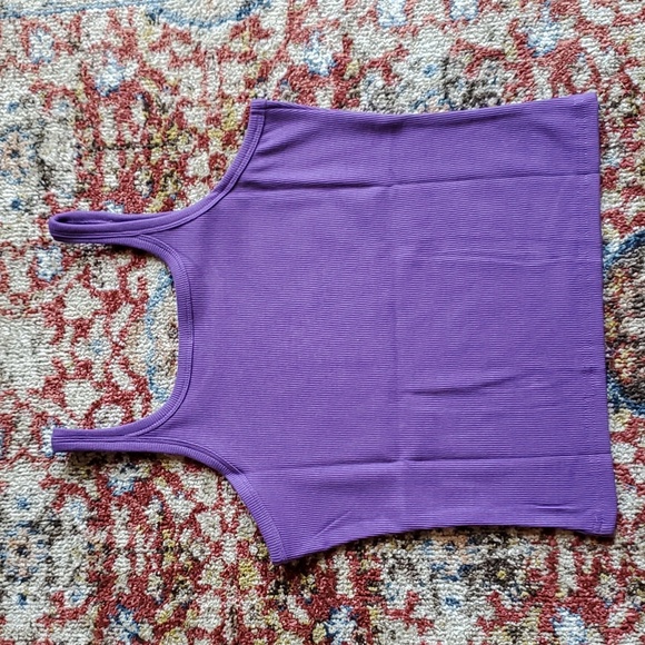 Purple crop ribbed cami t-shirt top - Picture 3 of 3